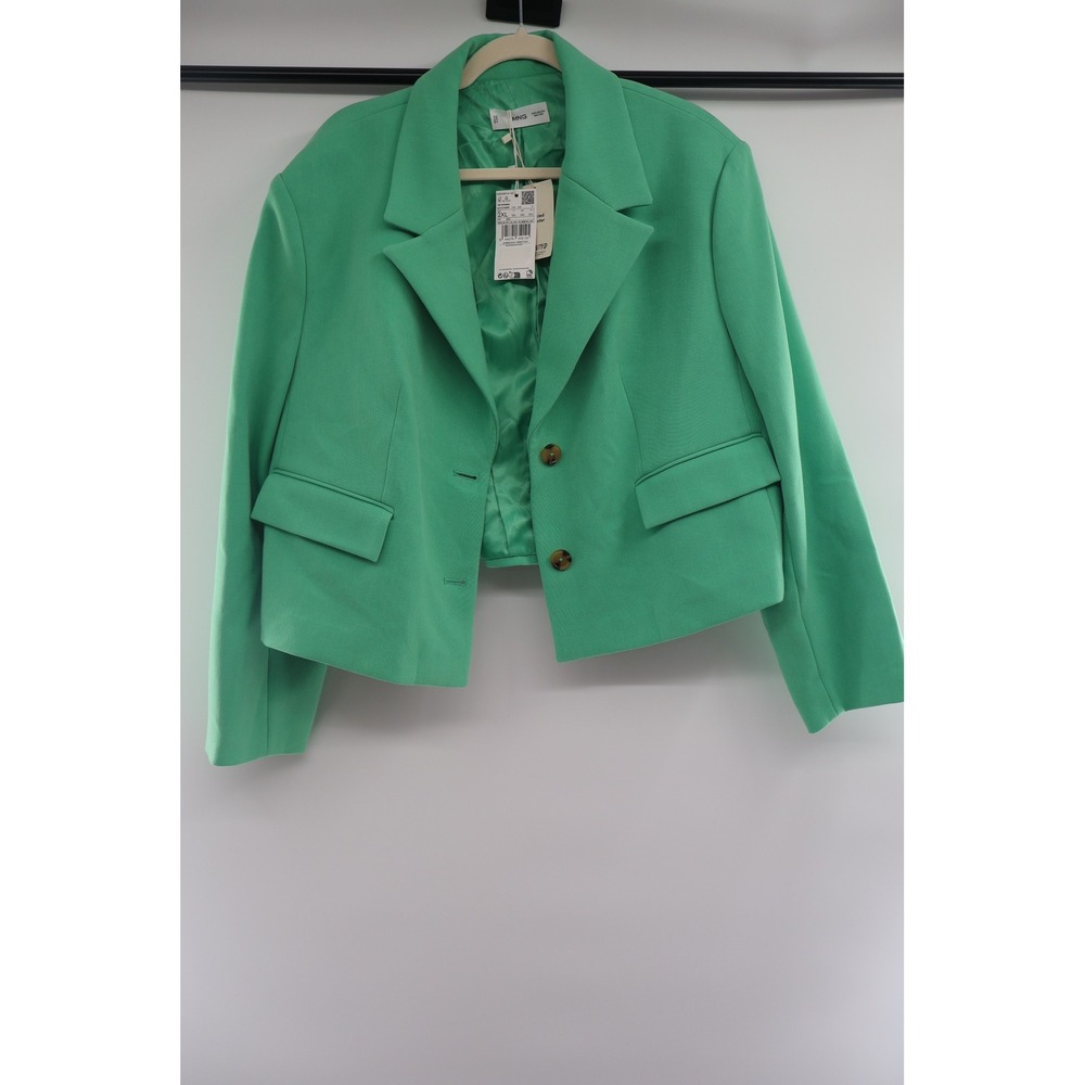 Mango MNG Blazer Womens 2XL Mint‎ Green Cropped Suit Jacket NWT Plus Size